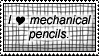 'i heart mechanical pencils' written over a shaky grid